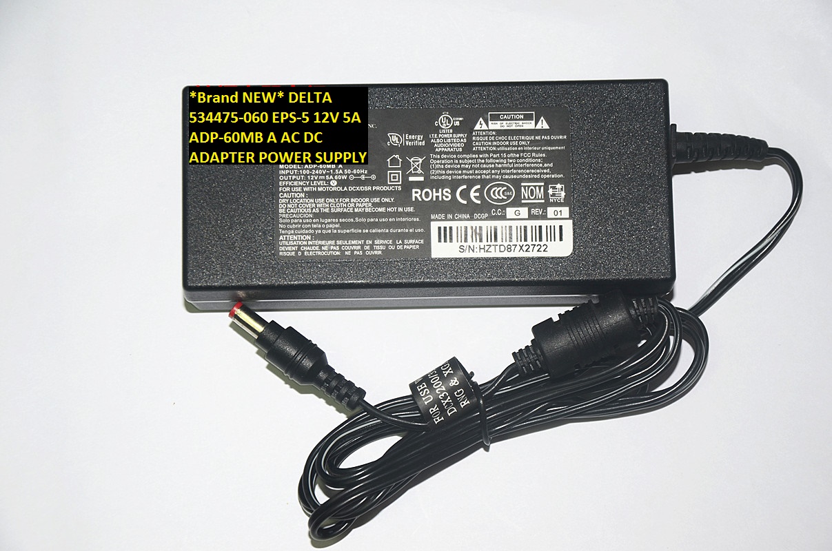 *Brand NEW* AC100-240V EPS-5 ADP-60MB A 12V 5A DELTA 534475-060 AC DC ADAPTER POWER SUPPLY